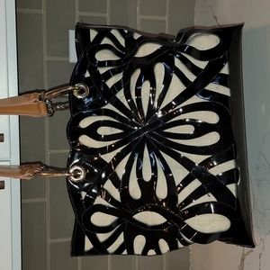 Sondra Roberts Black Patent Leather Tote